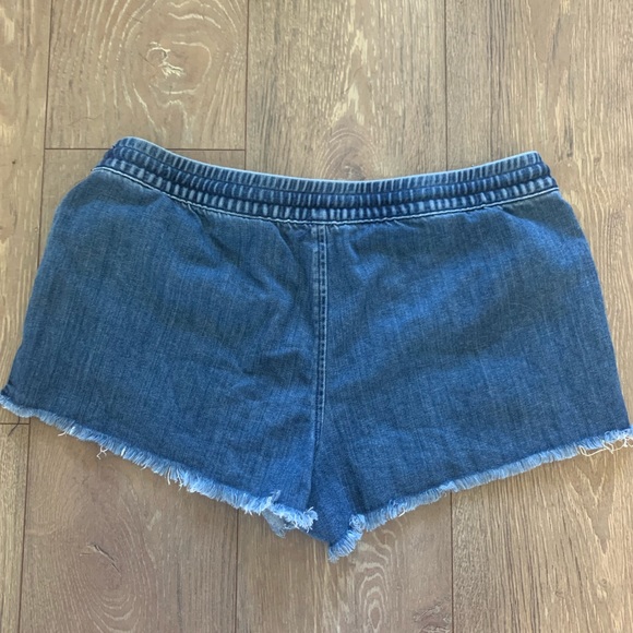 AE aerie Soft Jean Drawstring Shorts - Picture 2 of 3